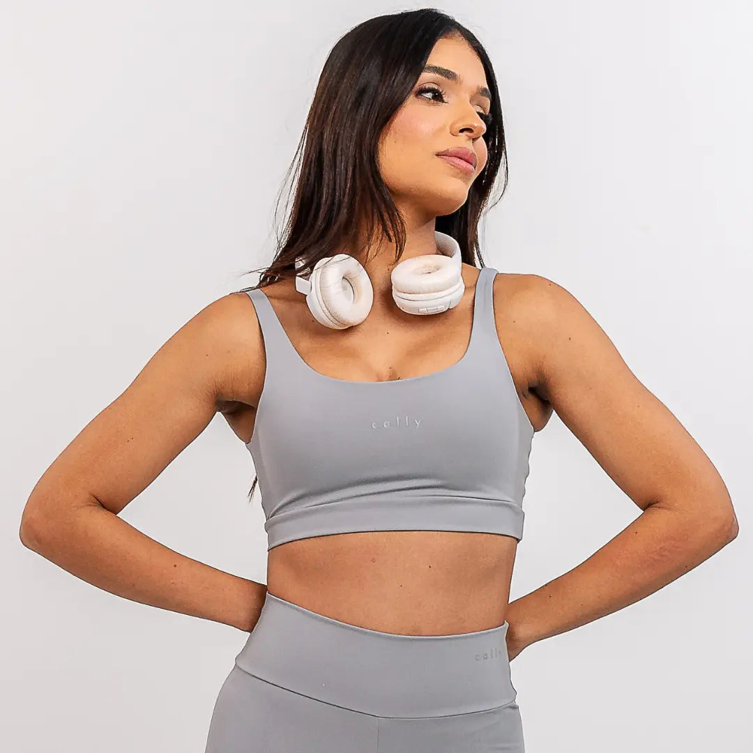 Top Basic Grey - CALLY roupa de academia feminina