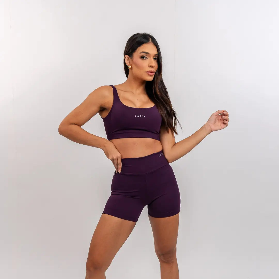 Short Basic Borgonha - CALLY roupa de academia feminina