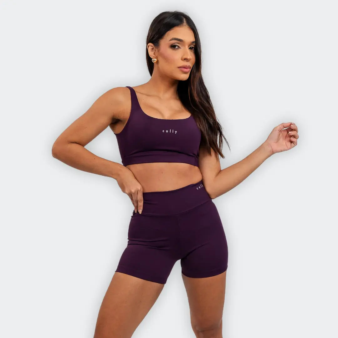 Short Basic Borgonha - CALLY roupa de academia feminina