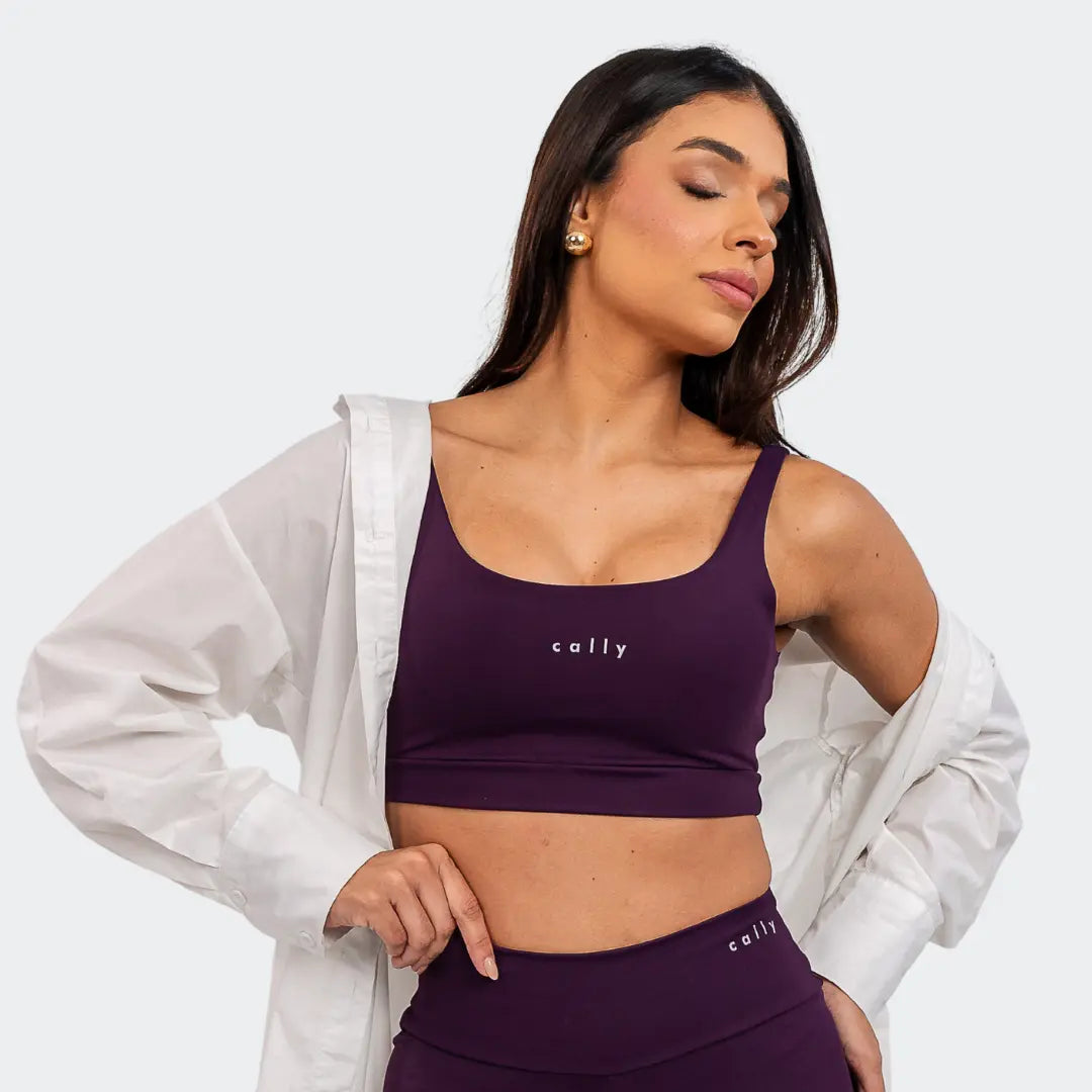 Top Basic Borgonha - CALLY roupa de academia feminina