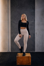 Cropped Basic Manga Longa Preto